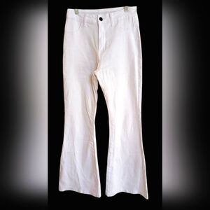 Shein Women's Denim Western Style Flared Pants White- Size Small